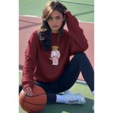 The Champ Clothing Kadın Oversize Sweatshirt Pink Suit Bear 3D Baskılı Bordo – Bisiklet Yaka, 3 İplik Şardonlu