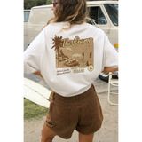 The Champ Clothing Kadın Oversize Tişört California Dreams Baskılı Beyaz – %100 Pamuk Compact Süprem 24/1