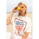 The Champ Clothing Kadın Oversize Tişört Salty&Sunkissed Baskılı Beyaz – Bisiklet Yaka, %100 Pamuk Compact Süprem 24/1