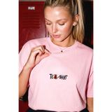 The Champ Clothing Kadın Oversize Tişört Tea-Shirt Baskılı Pembe – Bisiklet Yaka, Rahat Kalıp, %100 Pamuk