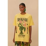 The Champ Clothing Kadın Sarı Oversize Banana Yazılı Tropikal Desenli Yazlık Tişört