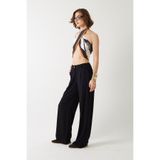 The Champ Clothing Kadın Verona Pantolon Siyah – Yüksek Bel Pileli Bol Paça, Düğme Detaylı, Modern Kesim, Keten