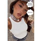 The Champ Clothing KadınLeopard Pearl Mıknatıslı Fular Aksesuarlı Atlet Beyaz – Likralı Esnek Kumaş, Modern Form