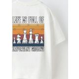 The Champ Clothing Life İs Full Of Important Choices Yazılı Satranç Tasarım Baskılı Beyaz Erkek Çocuk T-Shirt