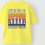 The Champ Clothing Life Is Full Of Important Choices Yazılı Satranç Tasarım Baskılı Sarı Çocuk T-Shirt