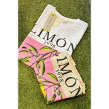 The Champ Clothing Limon Baskılı Beyaz Oversize Kadın Tişört + Bez Çanta Hediyeli Kombin Set – %100 Pamuk
