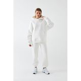 The Champ Clothing Oversize Unisex Eşofman Takımı, Beyaz, Kapüşonlu, 3 İplik Polar, XS