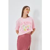 The Champ Clothing Summer Baskılı %100 Tasarım Kadın Oversize Tişört