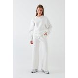 The Champ Clothing Unisex Oversize Eşofman Takımı, Bisiklet Yaka, Bol Paça, 3 İplik Şardonlu Polar, Beyaz, 2XL