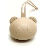 The Cloudish Shop Silikon Emzik Saklama Kutusu Emzik Tutucu Taşınabilir Askılı PANDA Desenli BEJ