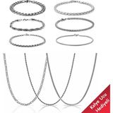 The Collection 10 Parça Set 6 Bileklik 3 Kolye 1 Sürpriz Kolye Ucu (Kolye ve Bileklik Seti) - Gümüş