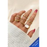 The Collection 10'lu Kombin Eklem Gold Mineli Yüzük Set