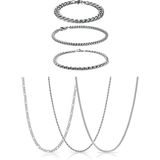 The Collection 6'lı Set 3 Bileklik 3 Kolye (Kolye ve Bileklik Seti) - Gümüş