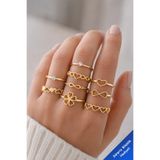 The Collection 9'lu Kombin Eklem Gold Kalp Yonca Sonsuzluk Model Yüzük Set