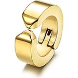 The Collection Altın Erkek Kadın Paslanmaz Titanyum Deliksiz Kulaklara Küpe Sıkıştırmalı Kıstırmalı Çelik Küpe - Gold