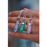 The Collection Pembe Kuvars Aventurin Ay Taşı Doğal Taş 3'lü Set Kristal Kolye