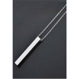 The Collection Uzun Bar Dikdörtgen Gümüş Çelik Kolye Erkekler İçin Şık Tasarım