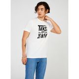 The Crow Bisiklet Yaka Baskılı Beyaz Erkek T-Shirt TC711410 - 2XL