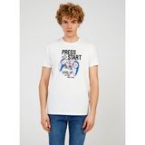 The Crow Bisiklet Yaka Baskılı Beyaz Erkek T-Shirt TC712310 - M
