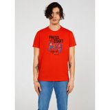 The Crow Bisiklet Yaka Baskılı Kırmızı Erkek T-Shirt TC712310 - 2XL