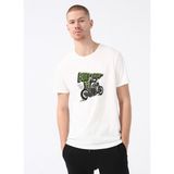 The Crow Bisiklet Yaka Baskılı Koyu Beyaz Erkek T-Shirt Rider - XL