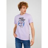 The Crow Bisiklet Yaka Baskılı Lila Erkek T-Shirt TC712310