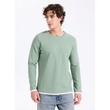 The Crow Erkek Haki Sweatshirt, Uzun Kollu, L Beden