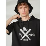 The Crow Kapüşonlu Siyah Erkek Sweatshirt, Siyah, L