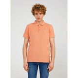 The Crow Polo Yaka Düz Somon Erkek T-Shirt Father Basıc Polo - 3XL
