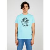 The Crow TC7111 Bisiklet Yaka Baskılı Mavi Erkek T-Shirt