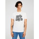 The Crow TC7121 Bisiklet Yaka Baskılı Beyaz Erkek T-Shirt