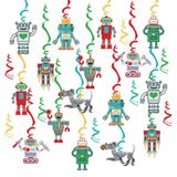 The DaPai Eğlenceli Robot Temalı Asılı Swirls Doğum Günü Partisi Süslemeleri Mutlu Yıllar Teçhizat Robotlar Tavan Swirls Robot Parti Flamalar Teknoloji Sevgi Çocuklar Çocuklar için Doğum Günü Bebek Duş Parti Malzemeleri