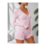 the DIFFerent Pembe Fiyonk Desenli Uzun Kollu Pijama Tulumu