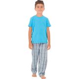 The Don Aile Turkuaz Gri-Lacivert Ekose Erkek Çocuk Pijama Takımı - 5 - 6 Yaş