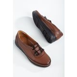 The Dortex Shoes 2Kadın İçi Dışı Hakiki Deri Ortopedik Esnek Lastik Bağcıklı Anne Ayakkabısı