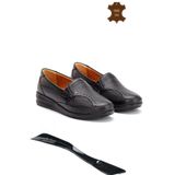 The Dortex Shoes Cd02 Kadın Hakiki Deri Tam Ortopedik Taş Işlemeli Topuksuz Kemik Çıkıntılı Rahat Anne Ayakkabısı