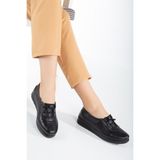 The Dortex Shoes The Dortex CD04 Kadın Içi Dışı Ortopedik Esnek Lastik Bağcıklı Anne Ayakkabısı - 000-Siyah