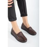 The Dortex Shoes The Dortex CD221 Kadın Tam Ortopedik Taş Işlemeli Ultra Rahat Anne Ayakkabısı - Kahverengi