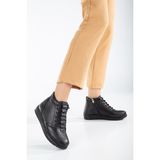 The Dortex Shoes The Dortex LADY401 Hakiki Deri Içi Kürklü Ultra Rahat Kadın Kışlık Bot - Siyah
