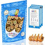 The Dreidel Company Ahşap Hanukkah Draydel İngilizce Çevriyerasyon ve Talimat Kartlarıyla! (30'lu Paket)