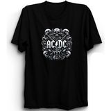 The Fame Acdc, Metallic Skulls, Rock Metal Müzik Grubu Baskılı, %100 Pamuk Tişört - Siyah - 3XL