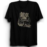 The Fame Acdc, Train, Rock Metal Müzik Grubu Sepia, , Siyah Pamuk Tişört - 2XL