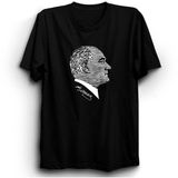 The Fame Box Mustafa Kemal Atatürk, Çizgili, Imza Tişört - 3XL - Siyah
