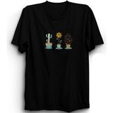The Fame Çiçekler, Kaktüs, Cactus, Flowers, Unisex %100 Pamuk Tişört - 4XL - Siyah