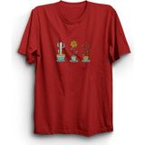 The Fame Çiçekler, Kaktüs, Cactus, Flowers, Unisex %100 Pamuk Tişört - XS - Kırmızı