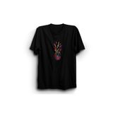 The Fame Colorful Pineapple Renkli Ananas Siyah %100 Pamuk Kadın T-shirt