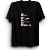 The Fame Eat, Sleep, Anime, Repeat Tişört - 5XL - Siyah