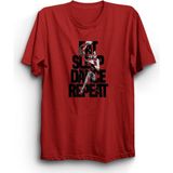The Fame Eat Sleep Dance Repeat, Ye, Uyu, Dans Et ve Tekrar Et, Dancing %100 Pamuk Tişört - Kırmızı - 5XL