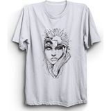 The Fame Flowery Face Çiçek ve Yüz Kadın Çizim Beyaz Kadın T-shirt