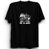 The Fame Go To Hell Unicorn Skeleton Cehenneme Git Siyah Kadın T-shirt